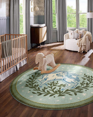 Woodland Wanderer Unicorn Green Rug