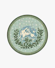 Woodland Wanderer Unicorn Green Rug