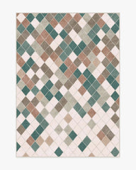 Diamond Mosaic Neutral Teal Rug
