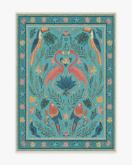 Birds Of A Feather Aqua Rug by Iris Apfel