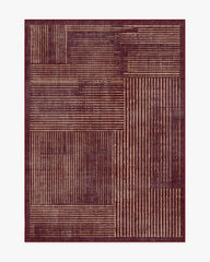 Linear Oasis Rust Red Rug