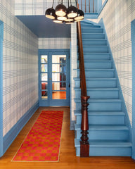 Nonna's Checkerboard Coral & Butterscotch Rug by Dan Pelosi