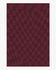 Ricardo Checkerboard Burgundy Rug by Humberto Leon
