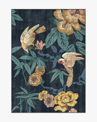 Bamboo & Bird Indigo Rug by Sanderson
