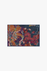 Watercolor Floral Navy Rug