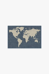 World Map Blue Rug