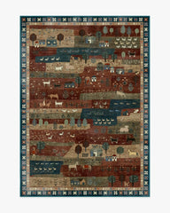 Alder Rust Red & Blue Rug