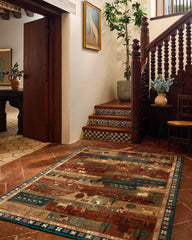Alder Rust Red & Blue Rug