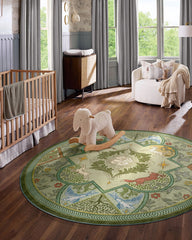 Woodland Wanderer Medallion Green Rug