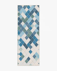 Diamond Mosaic Blue Rug