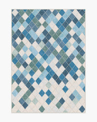 Diamond Mosaic Blue Rug