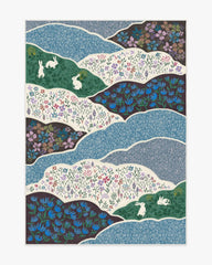 Flower FIelds Teal Multicolor Rug