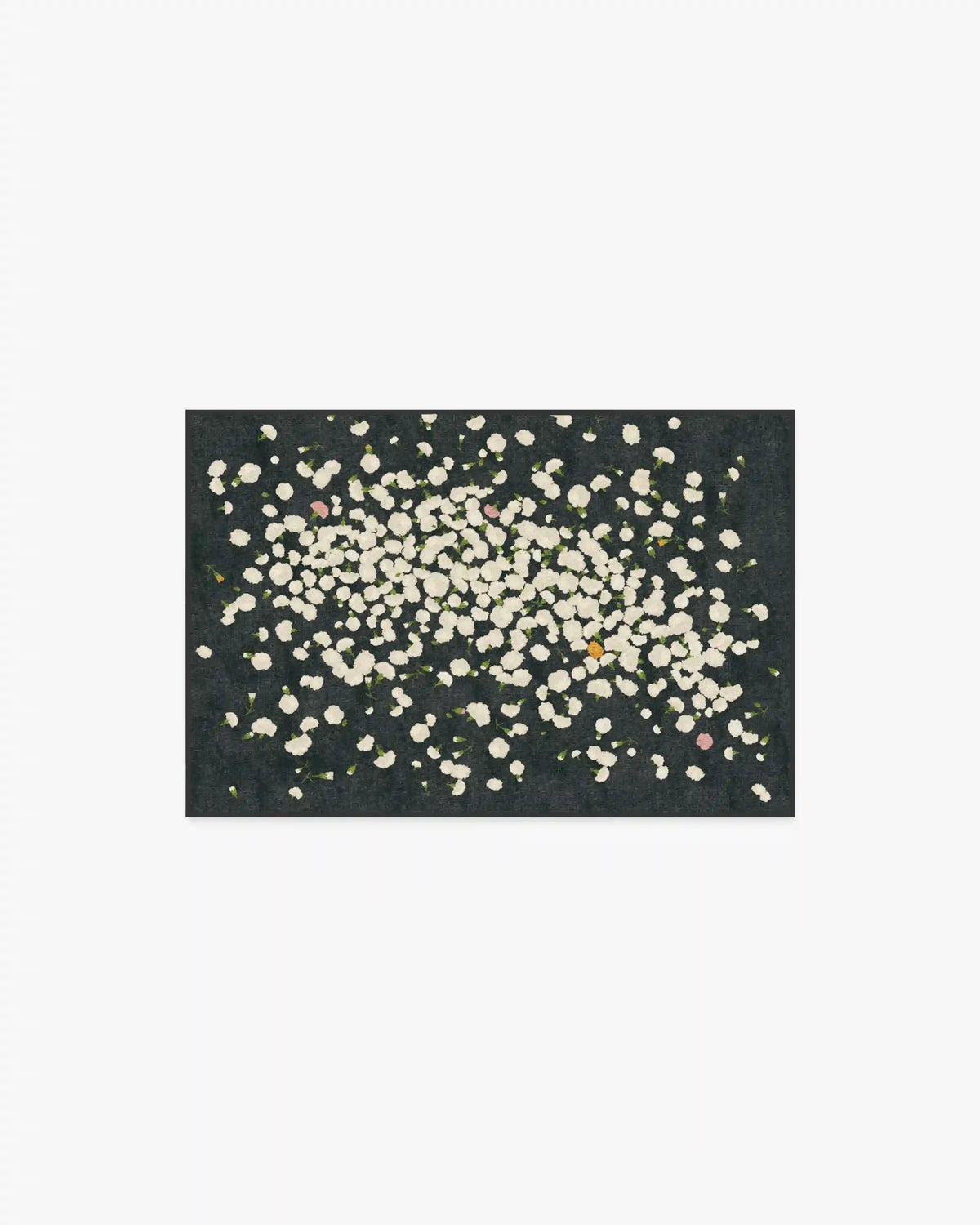 Fluttering Carnations Charcoal & Ivory Rug by The Local Project