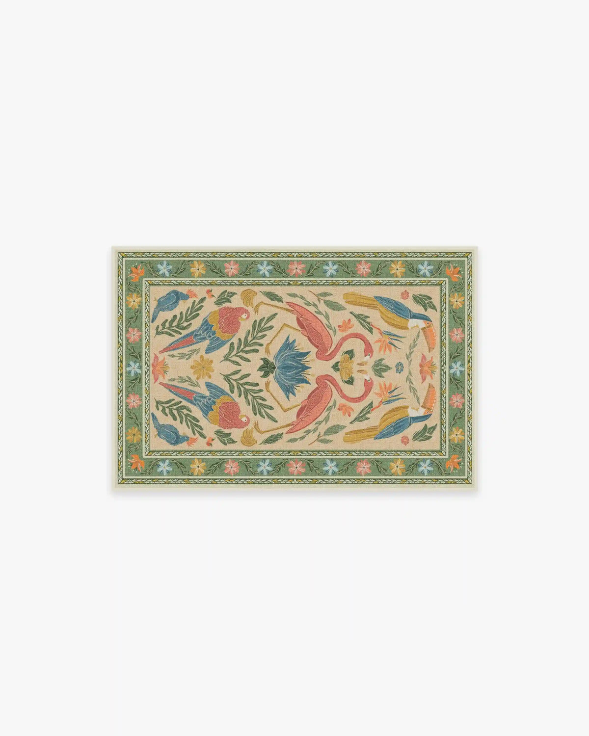 Birds Of A Feather Green & Peach Rug by Iris Apfel
