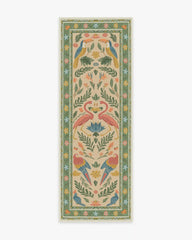 Birds Of A Feather Green & Peach Rug by Iris Apfel