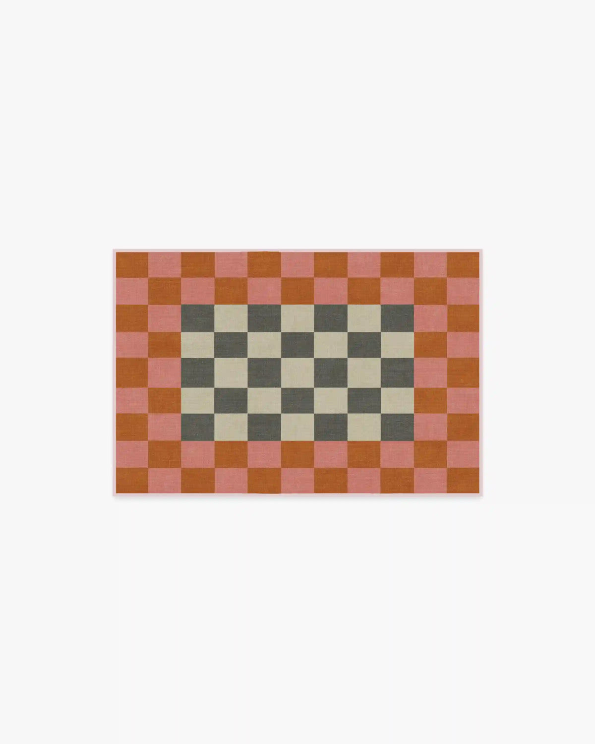 Checker Border Pink & Orange Rug by Jonathan Adler
