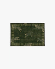 Leaping Cheetah Olive Green Rug by Scalamandré