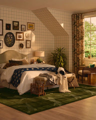 Leaping Cheetah Olive Green Rug by Scalamandré