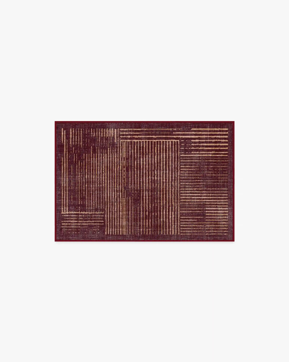 Linear Oasis Rust Red Rug