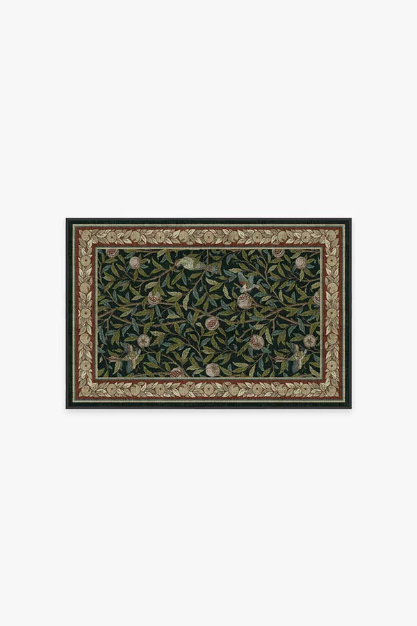 Bird & Pomegranate Teal Green Rug by Morris & Co.