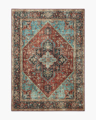 Santiago Crimson & Light Blue Rug