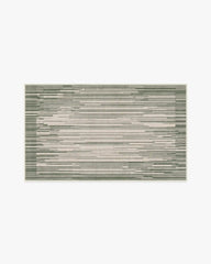 Striated Border Olive Green Rug