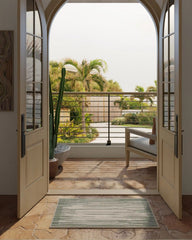 Striated Border Olive Green Rug