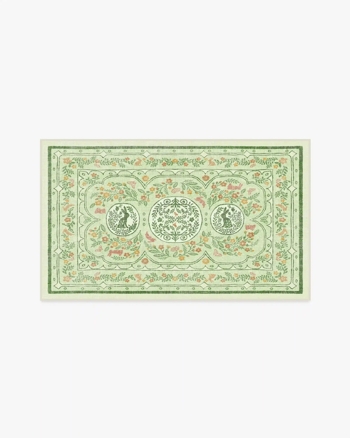 Twin Bunny Border Green Rug