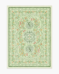 Twin Bunny Border Green Rug