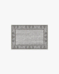 Vintage Daisy Bordered Grey Rug