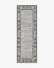Vintage Daisy Bordered Grey Rug