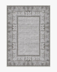 Vintage Daisy Bordered Grey Rug